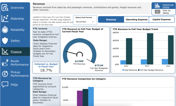Screenshot of Finance Public Dashboard
